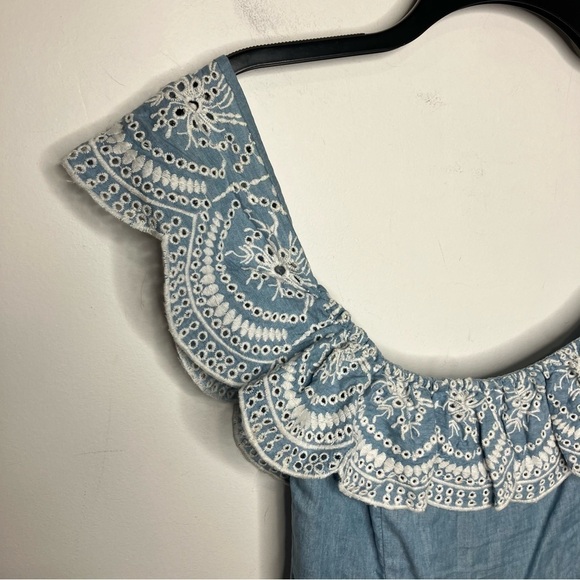 Lovers + Friends off the shoulder ruffle chambray mini dress size XS - Picture 7 of 10